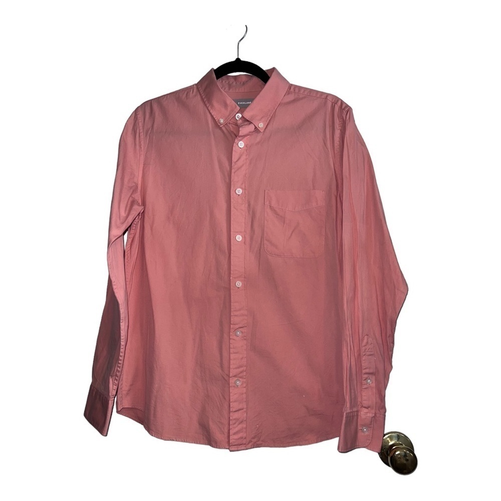 EVERLANE Men’s Peach Cotton Button Down Long Sleeve Oxford Fitted Shirt